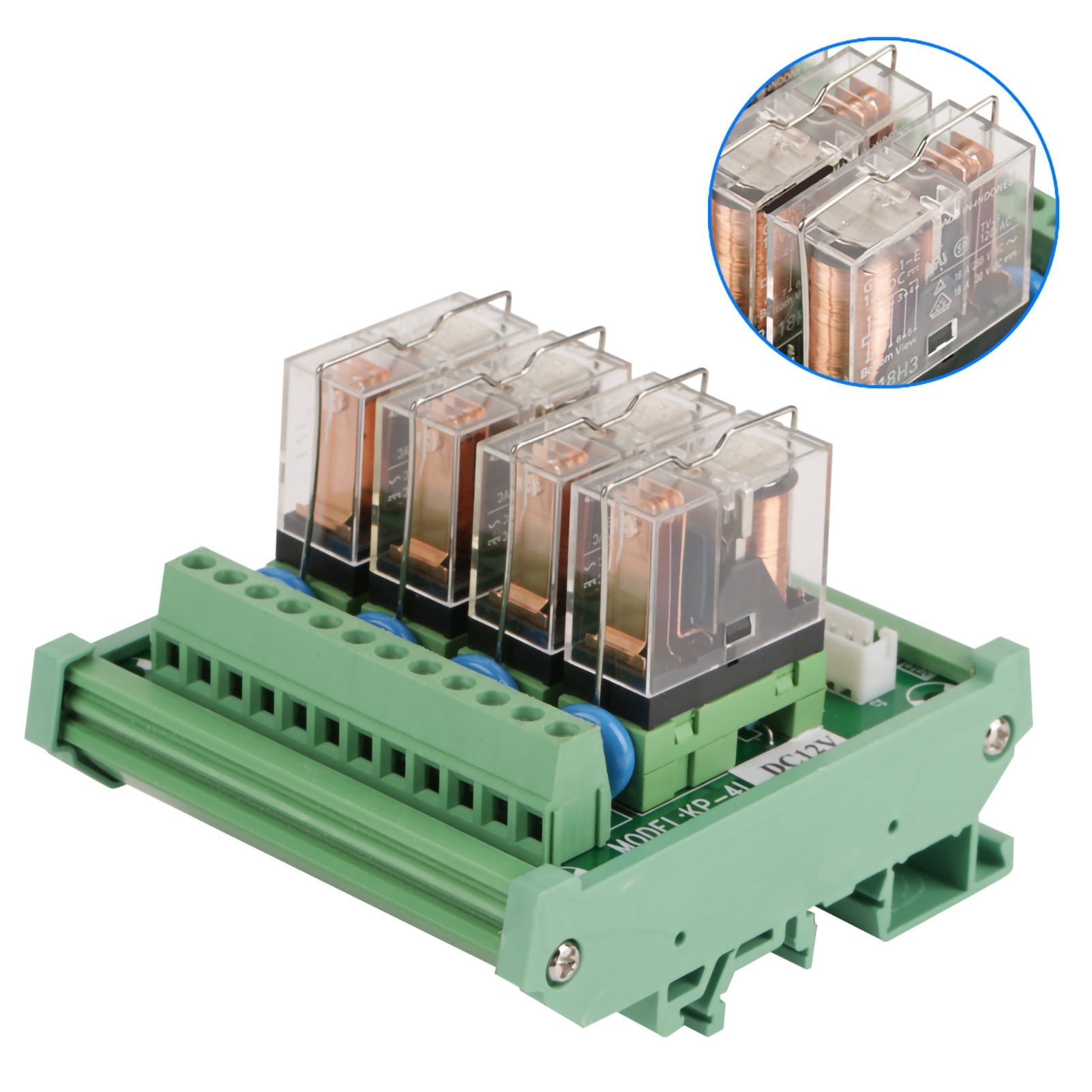 4-Channel Relay Module with LED Indicator and DIN Rail Mount, 16A Power ...