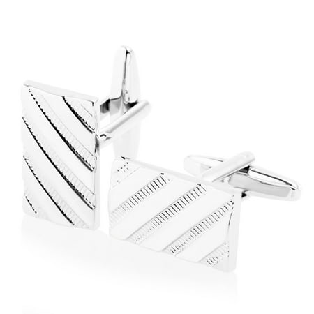 - Cufflinks for men by Zodaca Fashion Mens Cufflink Business Wedding Stainless Steel Cuff Links Twill Pattern - Silver