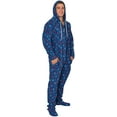 thumbnail image 2 of Snowflakes and Reindeer Navy Ugly Christmas Pajama Suit with Hood, 2 of 8