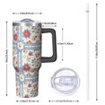 thumbnail image 2 of 40oz Pioneer Flower Floral Print Pattern Insulated Tumbler with Handle, BPA-Free Leak Proof Lid and Straws, Double Wall Vacuum, Hot 12h/Cold 34h, 2 of 6