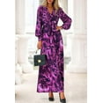 thumbnail image 3 of PRETTYGARDEN Women's Fall Boho Maxi Dress Floral Long Sleeve V Neck Flowy Belted Elegant Holiday Party Dresses, 3 of 10