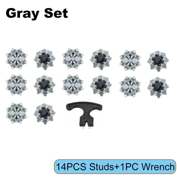 14PCS Golf Shoe Spikes With Spanner Golf Cleats Replacement Set for Lawn Cricket Training Shoe Accessories Golf Player Lover Gray Set