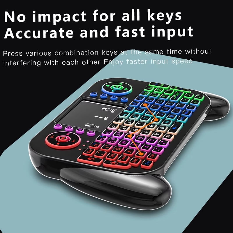 RGB Mini Keyboard Bluetooth 5.0 Keyboard 2.4G Wireless Keyboard Dual-mode Rechargeable Keyboard with Toucad for Android TV Box