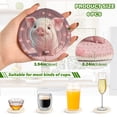 thumbnail image 3 of Haosy Set of 6 Drink Woven Coaster with Holder Heat Resistant Non-Slip Bar Coasters 4 Inches Cute Pig and Petals, 3 of 7