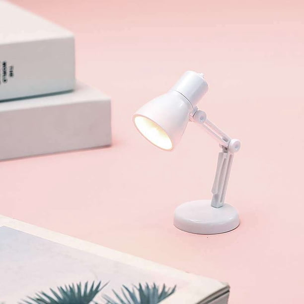 Lámpara de escritorio LED blanca, bonita, brillo ajustable, plegable, portátil, regulable, para niños, con carga USB, estética.