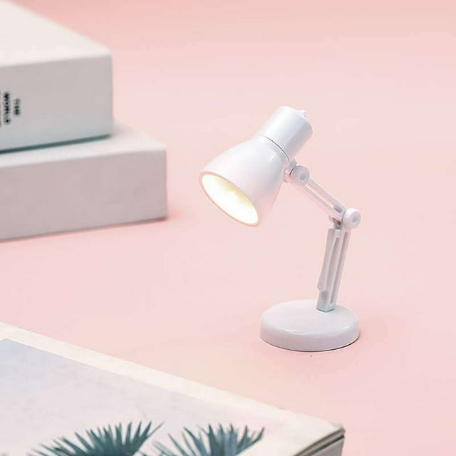 ZHAOCHENG Lámpara de escritorio LED blanca Lámpara de escritorio linda Brillo Lámpara de escritorio pequeña plegable Lámparas de escritorio regulables para niños portátiles Lámpara estética de carga U