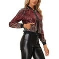 thumbnail image 4 of INSPIRE CHIC Women's Sequin Jacket Shiny Ombre Long Sleeve Zipper Sparkle Party Bomber Jackets S Red, 4 of 5