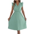 thumbnail image 2 of AUNVITO Women's Lace V Neck Ruffle Hem Midi Dress with Waist Tie Casual and Elegant Summer Style, 2 of 9