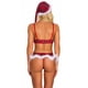 thumbnail image 3 of Conjunto de lencería navideña con sujetador a cuadros con tirantes navideños con ribete de plumas y sombrero, XL Kearding XX000066-04, 3 of 7