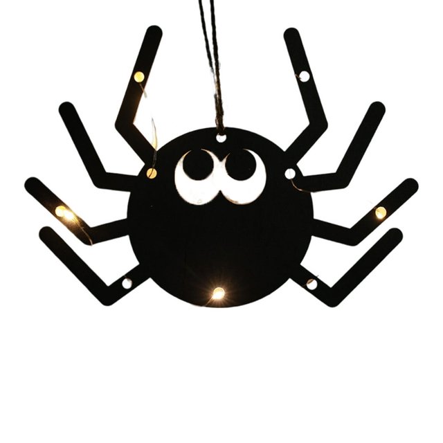 Halloween Pendant Witch Spider Ghost Cobweb LED Light Decor Hanging Pendant Create Spooky Atmosphere Haunted House Decor Photo Prop Style A One Size