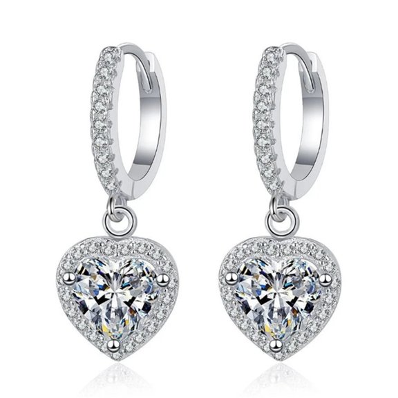 LINXIQIN Womens 14K White Gold Plated Earrings with Cubic Zirconia 2 Piece Set