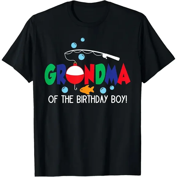 Grandma of the Birthday Boy Fishing Graphic Unisex Short Sleeve T-Shirt