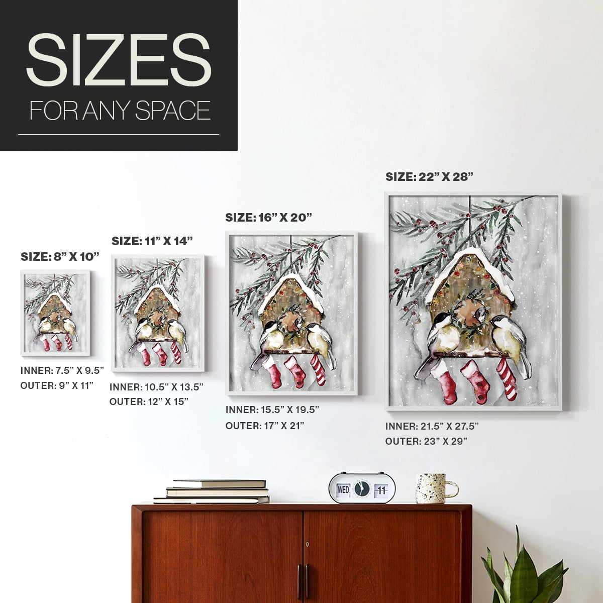 Winter Birds Framed Print - Solid Wood in Single Picture Frame Solid Wood 2 Framed Print