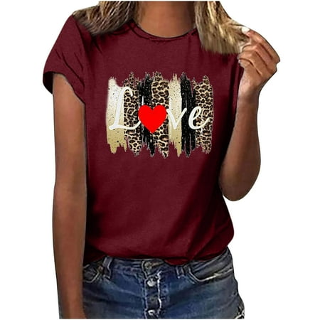 

Womens Blouses And Tops Dressy Short Sleeve Women s Shirt Tees Funny Cute Short Sleeve Fall T Shirt Hearth Love Shirt Gift Tops Blouse Gift For Couples Corset Tops for Women Wine M