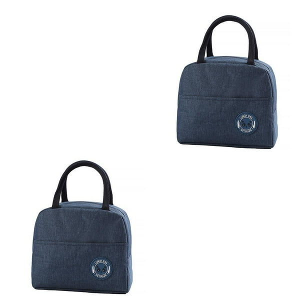 Cateissary Bolsa de almuerzo portátil Caja de almuerzo aislada Bebidas catiónicas a prueba de agua Bocadillos Bolso de picnic Bolso de mano, Azul marino 2Conjunto