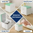 thumbnail image 7 of Garvee Vanity Stool Chair with Storage, Square Makeup Vanity Stool Side Table with Storage Drawer, Padded Seat for Bedroom, Living Room, Home Office, Makeup Stations, Green, 7 of 7