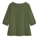 thumbnail image 3 of Mujeres Manga Corta Tops 3/4 Manga Blusa Ruffle Puff Cordón de Lino Color Sólido Casual Camisa de Verano, 3 of 5