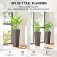 thumbnail image 3 of Outsunny 32 Inch Tall Planters for Outdoor Plants, Set of 2 Plastic Flower Pots with Drainage Holes, Brown, 3 of 9