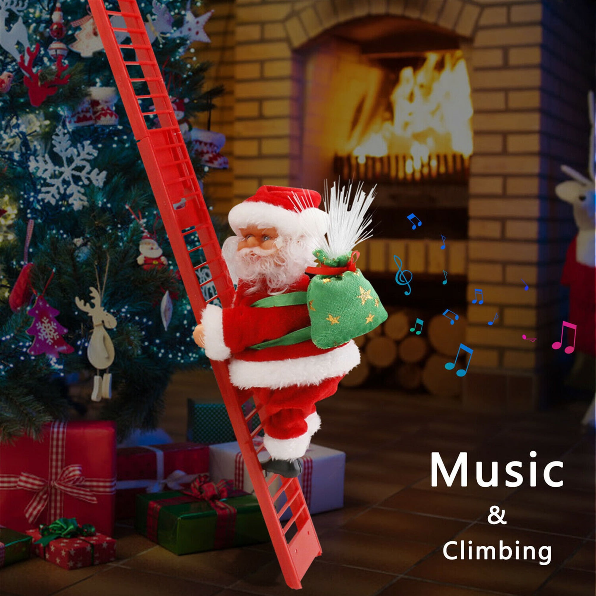 Details about   Animated Musical Santa Claus Climbing Ladder Up Electric Toy Christmas Decor 