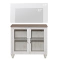 thumbnail image 4 of Farmhouse TV Stand for TVs Up to 43 inch, Glass and Wooden Universal TV Stand with Large Storage Cabinets, Entertainment Center, TV Console Table for Living Room, Bedroom, Rustic White, 4 of 7
