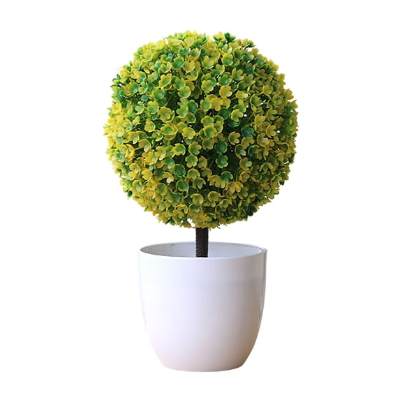 Artificial Boxwood Topiary Ball Potted Plant Realistic Foliage Design For Home Decor Accents Office Desktop And Garden & Outdoor Decoration,Yellow