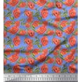 thumbnail image 1 of Soimoi Blue Cotton Poplin Fabric Leaves & Floral Decor Fabric Printed Yard 42 Inch Wide, 1 of 3