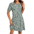 thumbnail image 2 of Women Dresses under $10! Cagogo Womens Summer Dresses Beach Casual Loose Boho Tshirt Vacation Dress Floral Short Sleeve Flowy Sundresses Graduation Party Dresses, 2 of 5