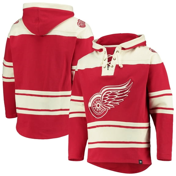 Men's '47  Red Detroit Red Wings Superior Lacer Lace-up Hoodie
