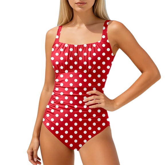 Control Monokini Bathing Swimsuit Women's Solid Color Hot for Swimwear Red L