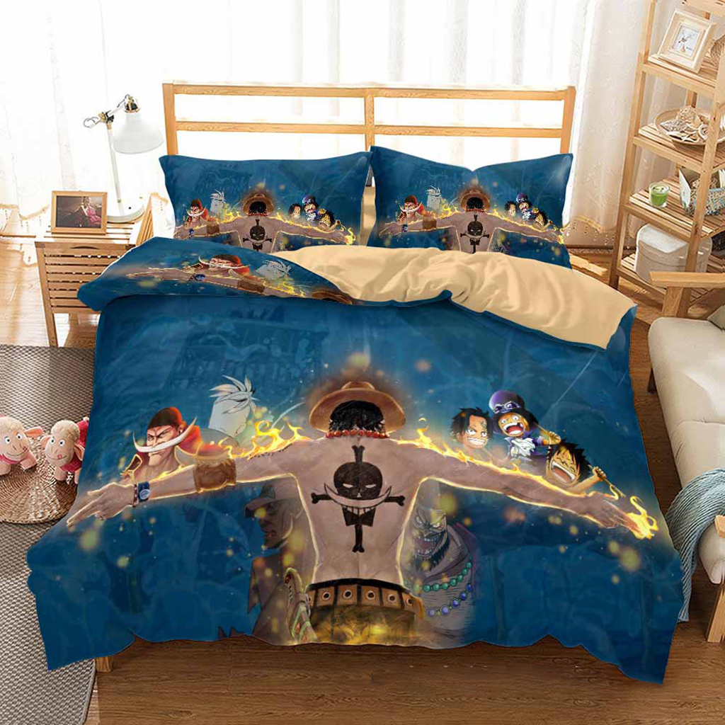 Animated Bedding Sets Full Size One Piece Luffy Bed Cover Cute Bed Set