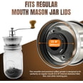 thumbnail image 3 of Stainless Steel Coffee Grinder Lid Attachment for Regular Mouth Mason Jars - Manual Crank Burr Grinder for Fresh Coffee, Ideal for Camping, Home Barista, Rust Proof Ceramic Mechanism, 3 of 4
