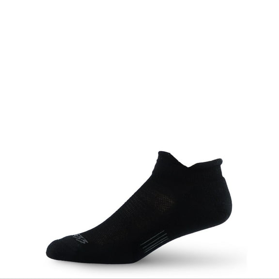 USA Made - Trail Running No Show Socks - Merino Wool Full Cushion Sock - Moisture Wicking Running Sock - Black - Medium