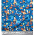 thumbnail image 1 of Soimoi Velvet Fabric Fruits,Women & Drinks Summer Designs Fabric Prints by Yard 58 Inch Wide, 1 of 1