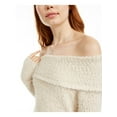 thumbnail image 3 of FRESHMAN FOREVER Womens Beige Printed Long Sleeve Off Shoulder Blouse M, 3 of 4