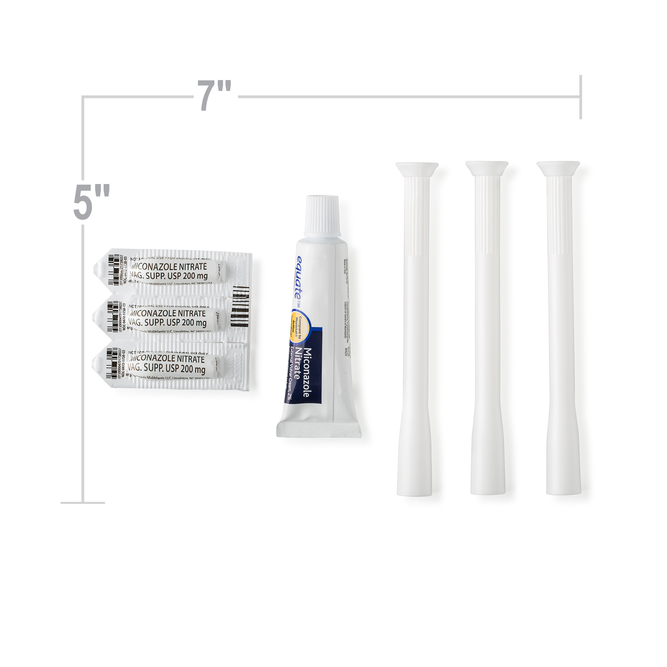 Equate Miconazole 3-Day Vaginal Cream Treatment, 2% External Vulvar Cream And 200 Mg Suppositories With Disposable Applicators - image 5 of 7