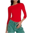 thumbnail image 5 of Dagugfen Sports Casual Tops for Women Fitness Stretchy Crew Neck Spandex Tops Daily Wear Base Layer Shirts, 5 of 7