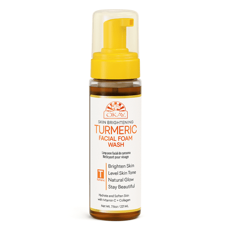 OKAY Turmeric Foaming Facial Cleanser 7.5 oz – Gentle Daily Face Wash for Clean, Refreshed & Hydrated-Looking Skin – Suitable for All Skin Types