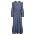 thumbnail image 4 of felwors Women's Fall Long Sleeve Maxi Dresses 2025 Crew Neck Swiss Dot Tiered Flowy A Line Casual Boho Party Dress Blue, L, 4 of 5