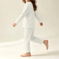 thumbnail image 6 of Spazoro Toddler Girls 2 Pieces Outfit Sets, Long Sleeve Solid Color Crew Neck Shirts and Pants Soft & Breathable Fall Casual Loungewear Sets for Home White Size 0-1T, 6 of 7