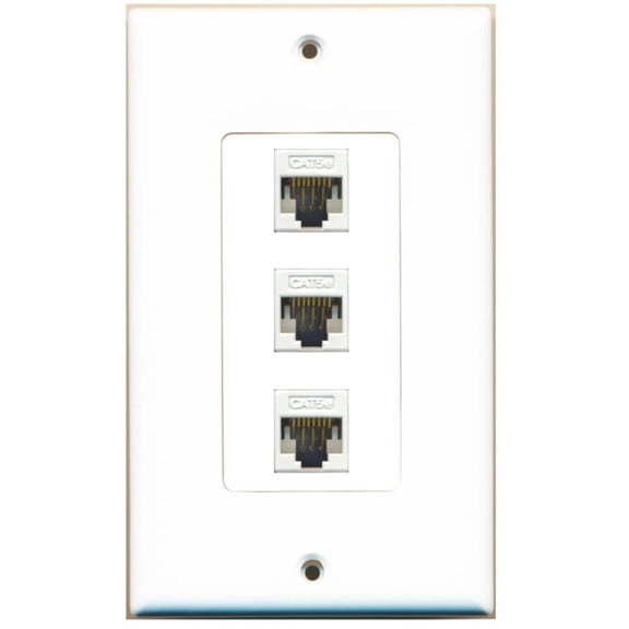 Ultra Spec Cables 3 Port Cat5e Ethernet RJ45 Wall Plate DecorZ