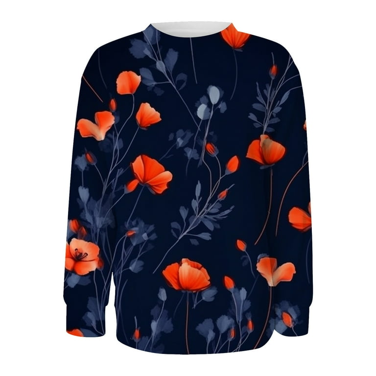 Colla Pullover Women Decorative Sweatshirts Women Womens Casual Print Crew Neck Sweatshirt Long Sleeve Top Cute Pullover Loose Casual Version Pullover