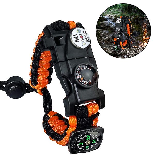 Pulsera Ajustable, Kit De Equipo De Pulsera Deportiva De Emergencia 5 En 1 De 7 Núcleos, Brújula, Multiherramienta, Pulsera De Cuerda Con Paraguas Para Aventuras En La Naturaleza