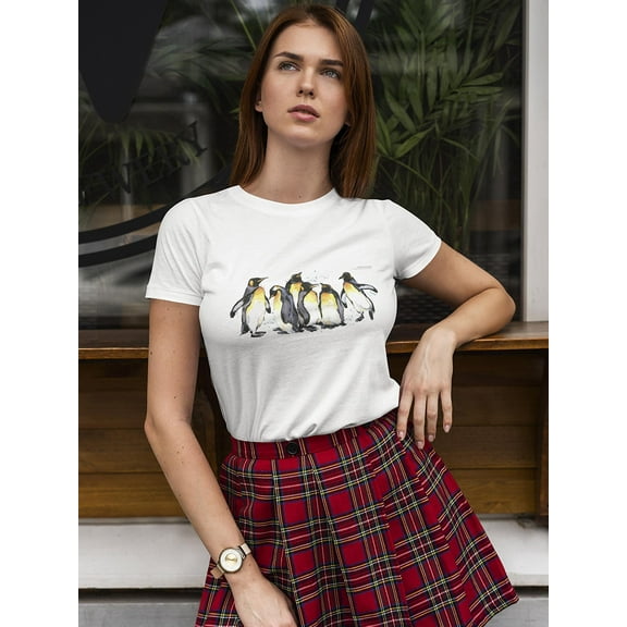 Watercolor Penguins T-Shirt Women -Image by Shutterstock, Female Medium