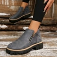 thumbnail image 3 of Pandaie Ankle Boots for Women Chunky Low Heel Lug Sole Chelsea Fall Booties 2025 Side Zipper Outdoor Non Slip Walking Work Shoes Grey 9.5, 3 of 8