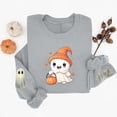 thumbnail image 5 of Mifsaly Womens Funny Novelty Halloween Ghost Graphic Pullover Sweatshirt Casual Long Sleeve Crewneck Fleece Tops Cozy Autumn for Everyday Outfits Gray,XXL, 5 of 5