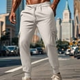 thumbnail image 2 of Avtoify Men's Casual Fashionable Washed Solid Color Drawstring Elastic Waist Pocket Zipper Mens Shorts Pants, 2 of 8