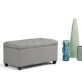 thumbnail image 2 of Sienna 33 inch Wide Storage Ottoman Bench in Dove Grey Linen-Look Fabric, 2 of 6