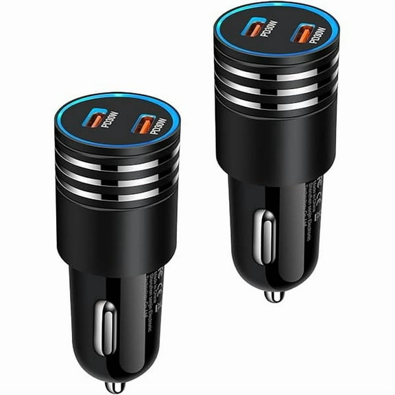 60W Super Fast Car Charger USB C Cigarette Lighter Adapter for iPhone 16 15 14 13 12 11 Pro Max SE XR XS X 8, 2Pack 12V USB Outlet Type C Car Plug for Samsung S25 S24 S23 S22 S21,Pixel 9 Pro XL 8 7 6