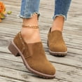 thumbnail image 2 of Mepaouo Slip on Ankle Boots for Women Low Heel Comfortable Walking Work Short Booties(Brown,7), 2 of 7