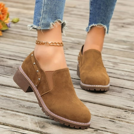 

YOUSNH Women Shoes Thick Heel Thick Soled Short Boots Fashionable One Foot Outdoor Casual Short Boots Women Boots Brown 7